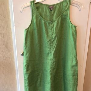 J Jill Bright Green 100% Linen Sleeveless dress